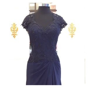 Montage by Mon Cheri Midnight Blue Evening Gown